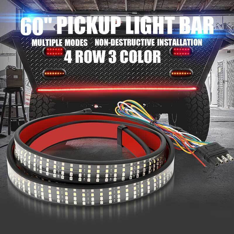 60'' For Ford F150 4Row 6 Function LED Pickup Strip Rear Tailgate Light Bar Lamp