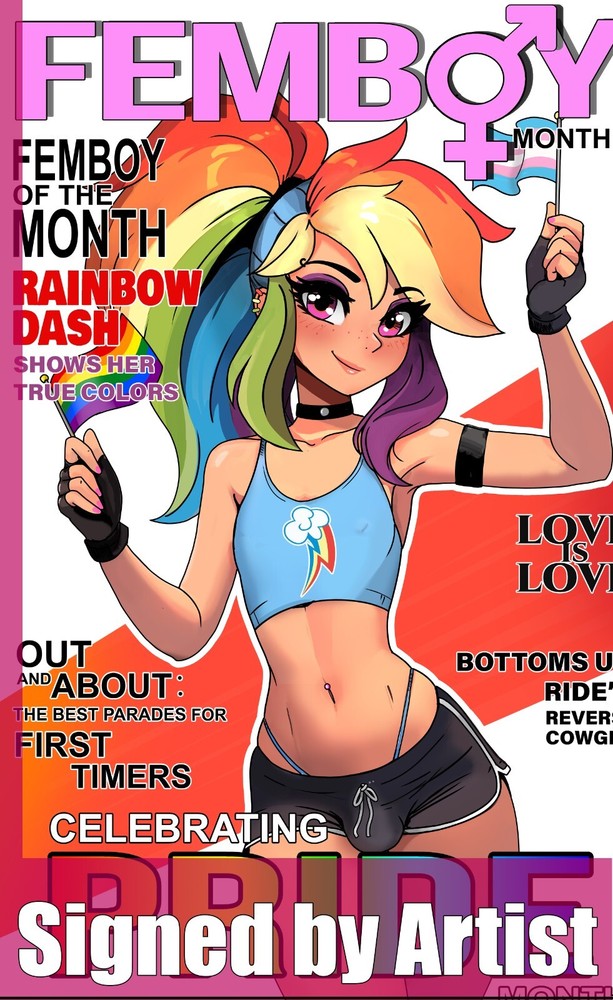 Rainbow Dash Femboy magazine facsimile PRIDE Ed. 11x17 art print artist signed