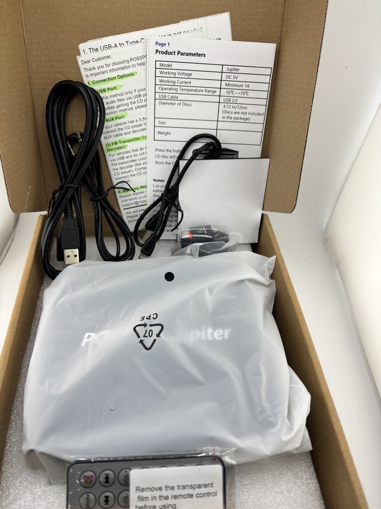 Posspo CD DVD Player for Car with USB Port AUX Port, Portable External CD Player