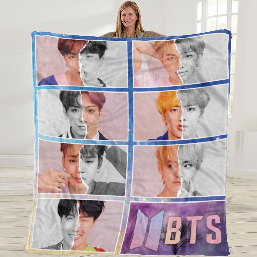 BTS Flannel Soft Blanket for Sofa Bed Couch Office Gift 50x60 Inches