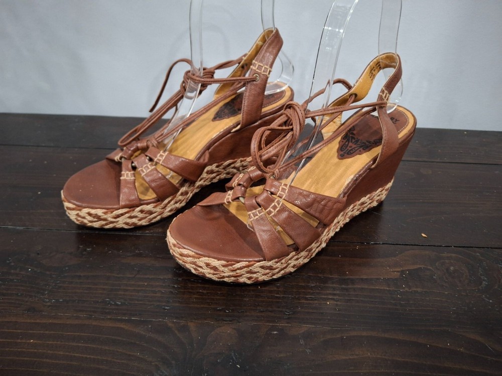 Hilary Radley Naeva Brown Leather Wedge Gladiator Sandal/Pre-owned, Sz 7M