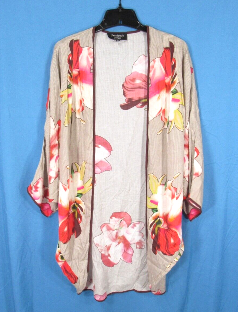 FEATHERS Tolani MULTI-COLOR Floral OPEN-FRONT Top Jacket Cardigan Kimono Sz OS