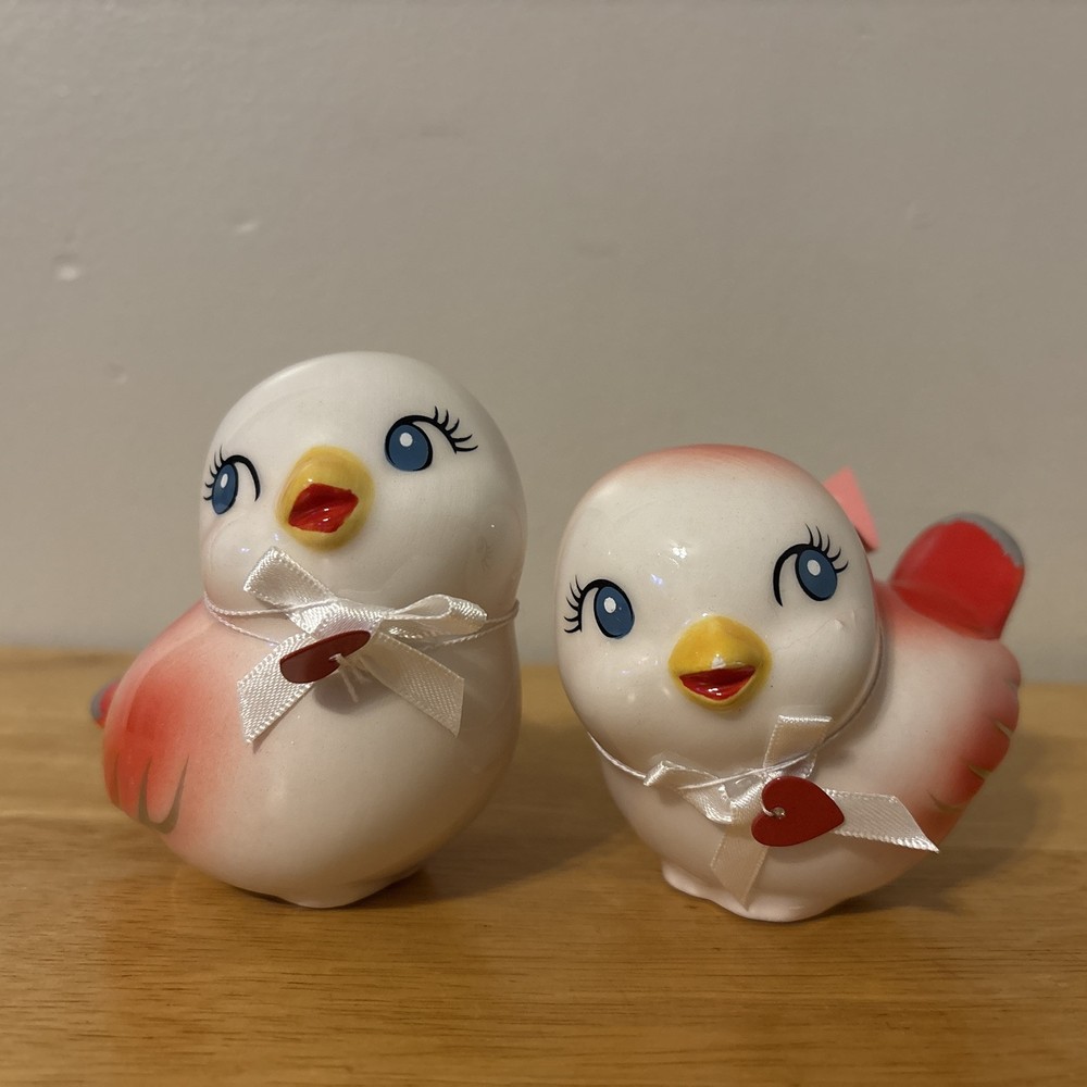 Target Spritz 2024 Valentine's Day Ceramic Red & White Love Birds 3” Set of 2