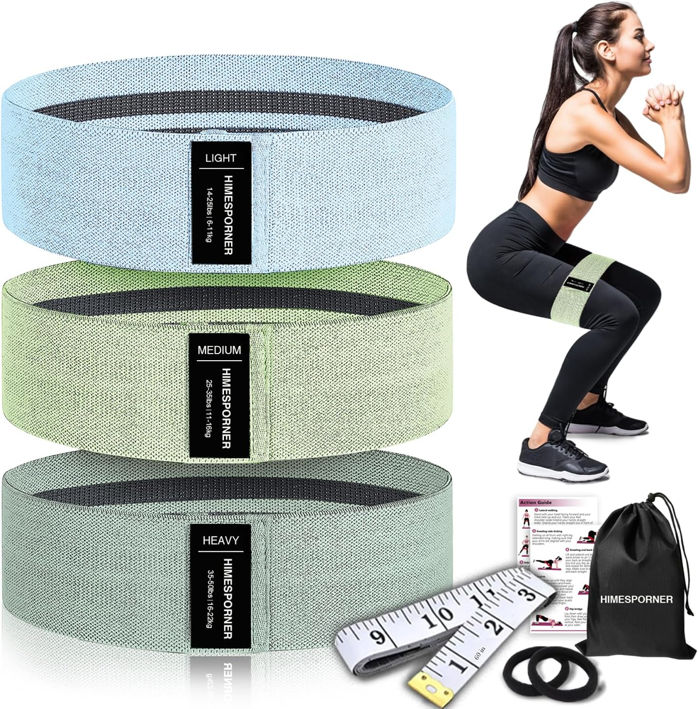Fabric Resistance Bands for Working Out, 3 Level Non-Slip Exercise Booty Bands f