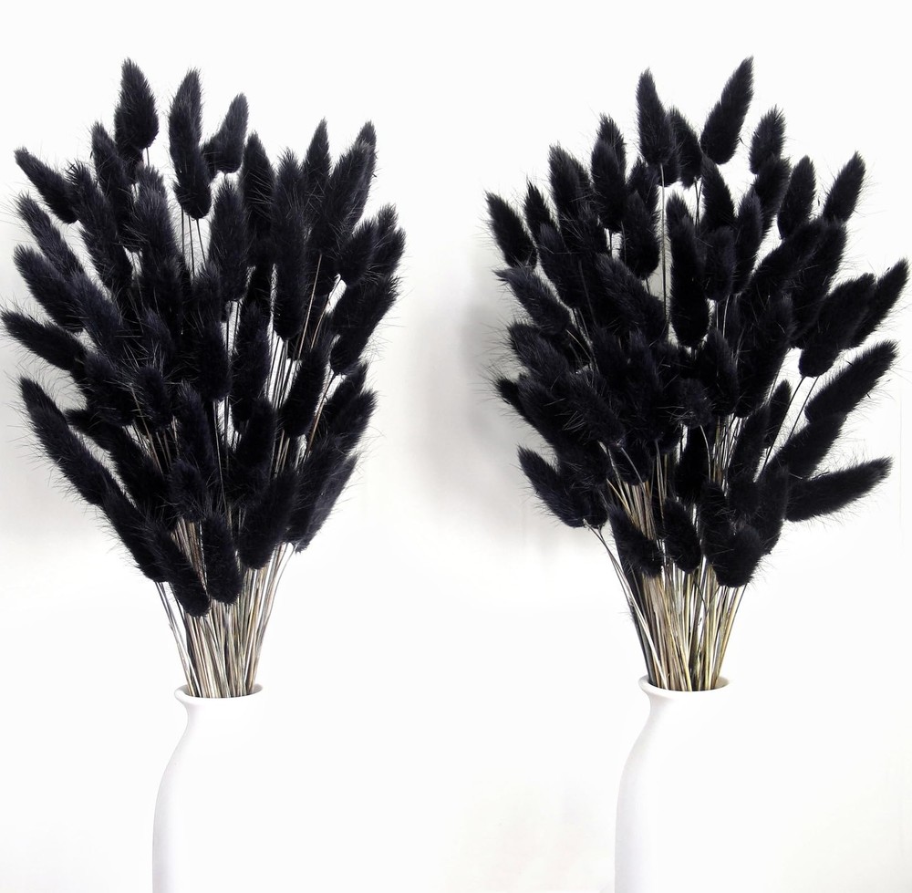 115 PCS Black Pampas Grass Bouquet, Boho Table Decor, Black Bunny Tails Dried...
