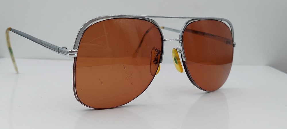 Vintage Silver Pilot Half-Rim Metal Sunglasses Frames Only