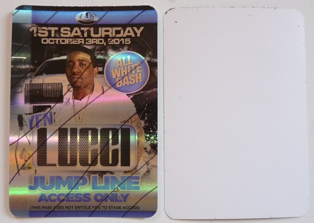YFN Lucci Tour Jump Line Unlaminated Laminate Backstage Concert Pass D4