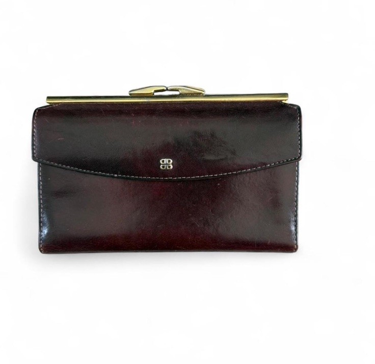 Vintage Bosca Leather Envelope Wallet Clutch Full Grain Leather brown
