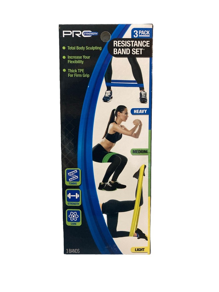 Pro Strength Resistance Band Set – Light, Medium, Heavy Color-Coded 3-Pack