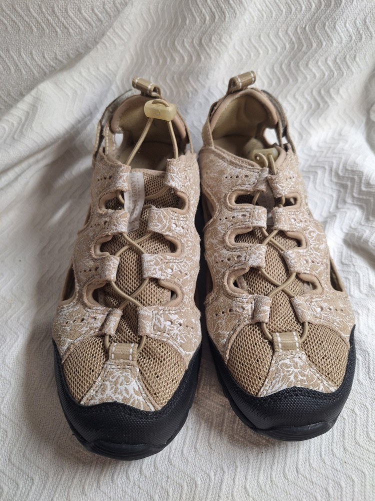 Lands End Women Taupe Hiking Sandal 198756 Mesh Leather Trail Shoe Size 8D