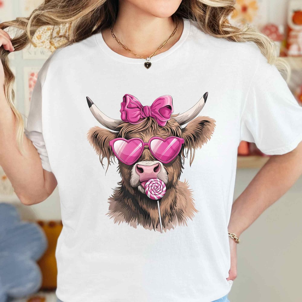 Funny Cow and Bow Valentines Day Shirt - Farm Animal Gift-image