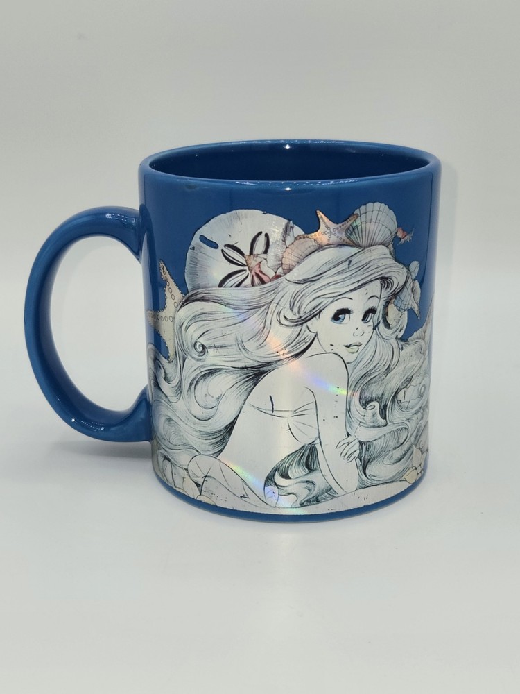 DISNEY The Little Mermaid Ariel Blue Metallic Holographic Coffe Cup Mug 20oz
