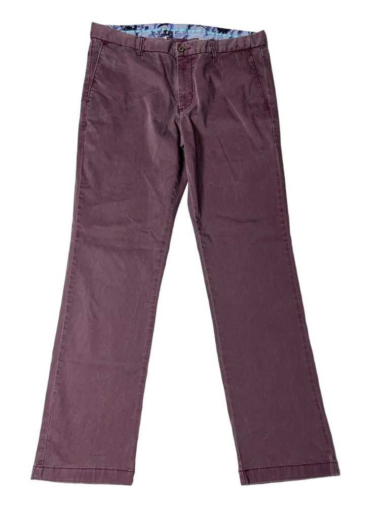 Tommy Bahama Chino Pants Flat Front Blend Red Straight Leg Men's 35X32 Nice