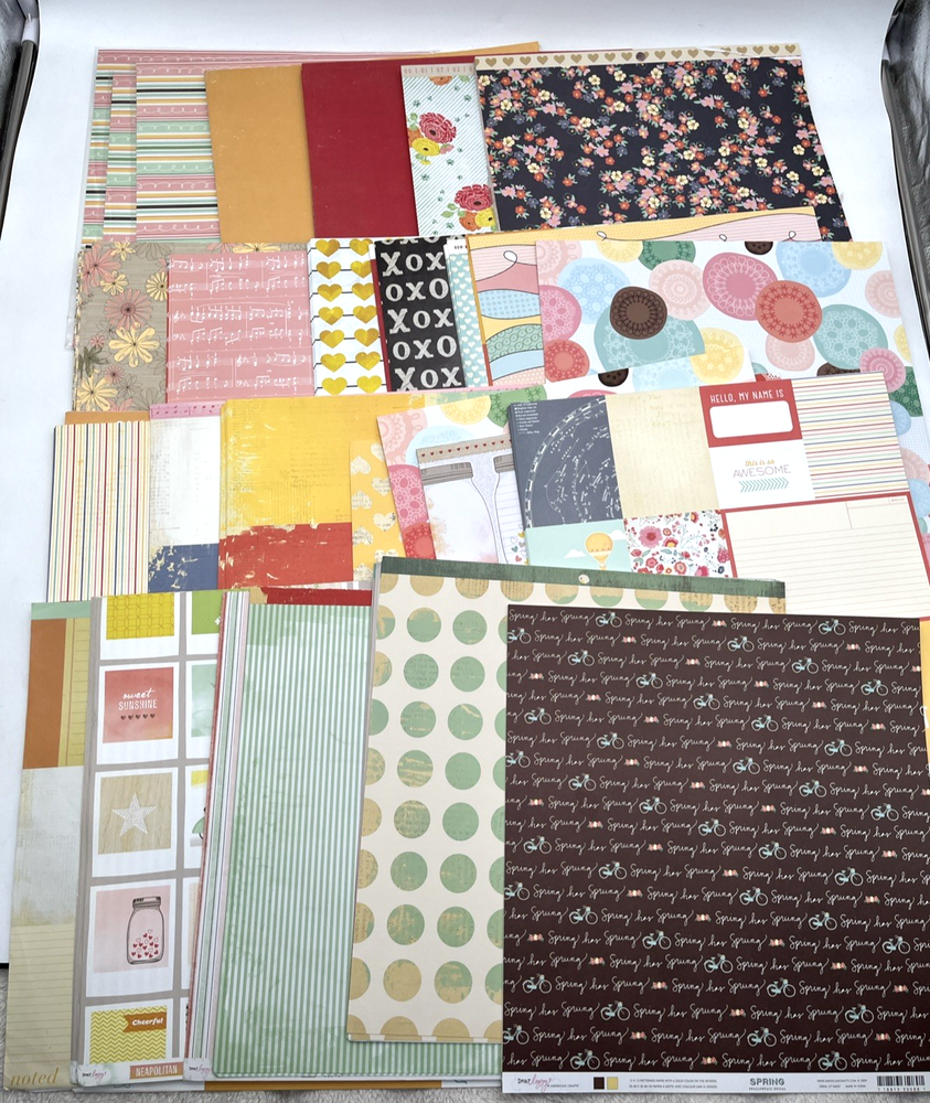 Large Lot 12x12 Scrapbook Paper Mixed Designs Craft Paper Destash Card Making