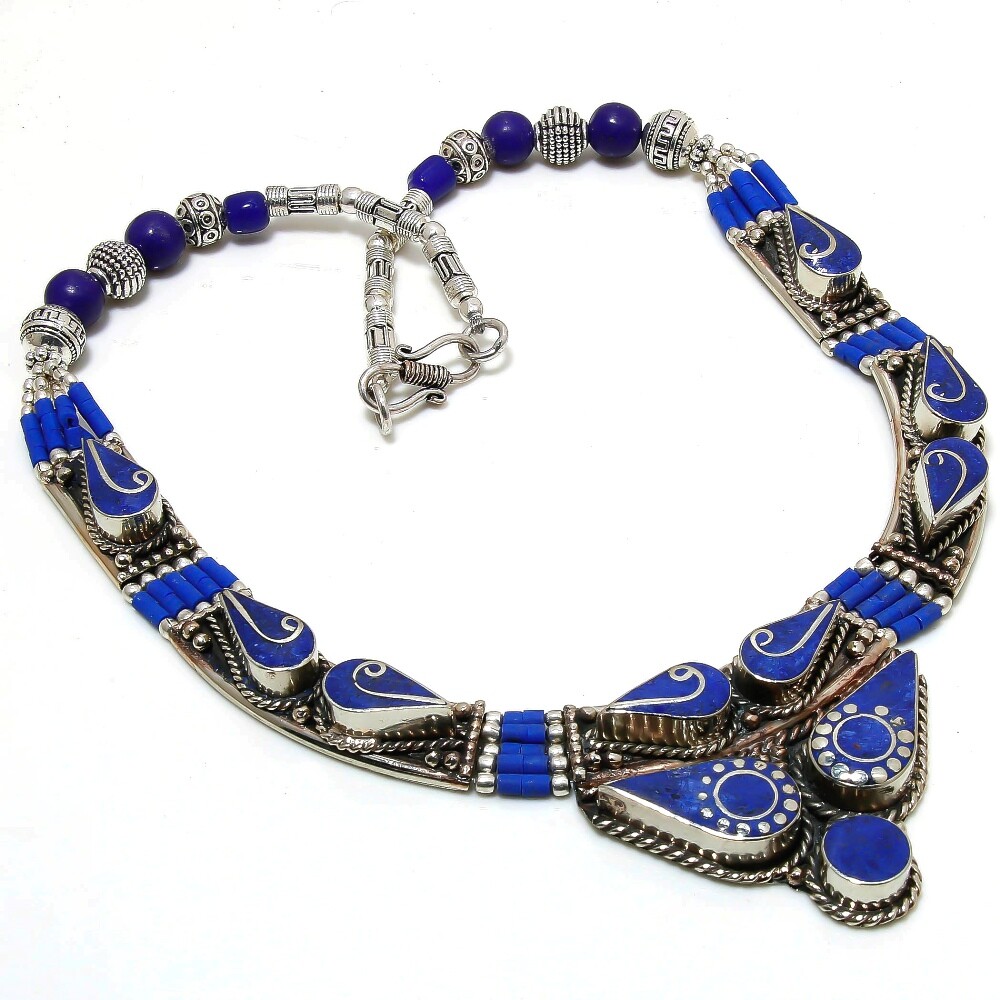 Lapis Lazuli Handmade Bohemian Ethnic Tribal Jewelry Nepali Necklace 18