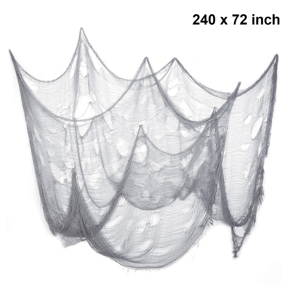 Spooky Black Gauze Halloween Scary Window Drapes Decor