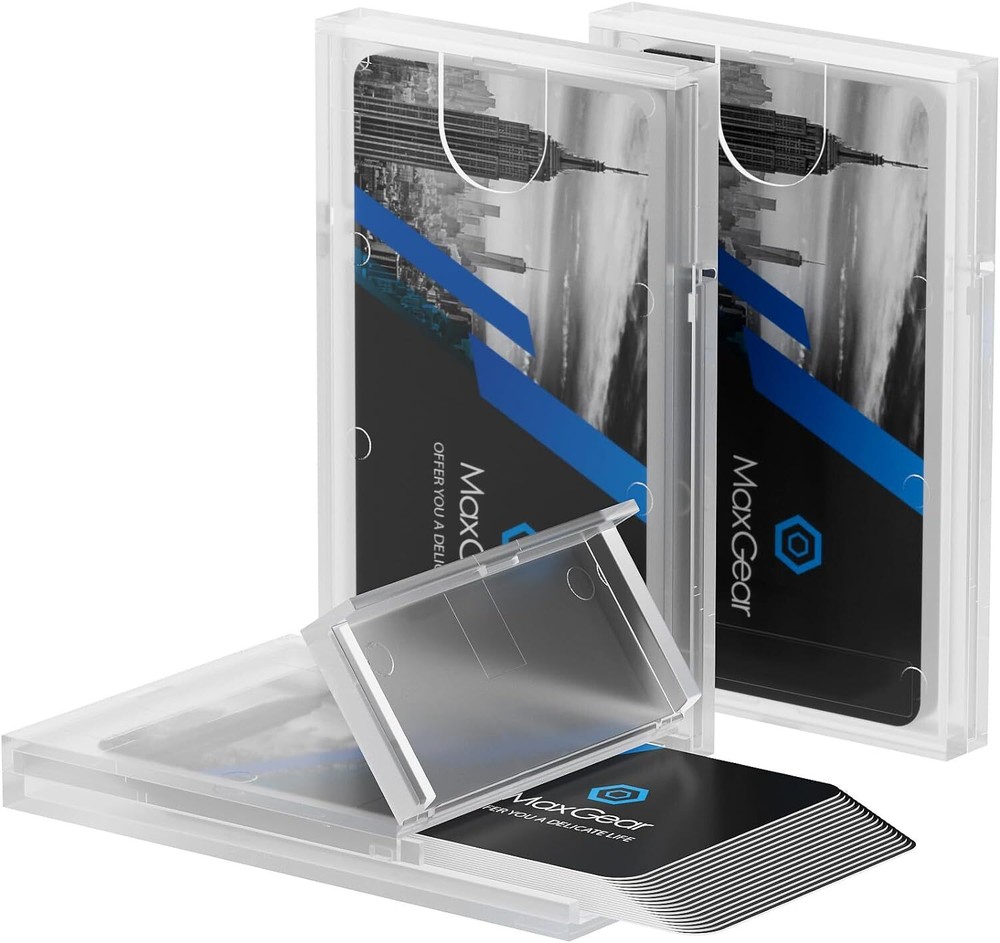 Maxgear 3 Pack Plastic Business Card Holder, Clear Card Case for Men & Women Sli