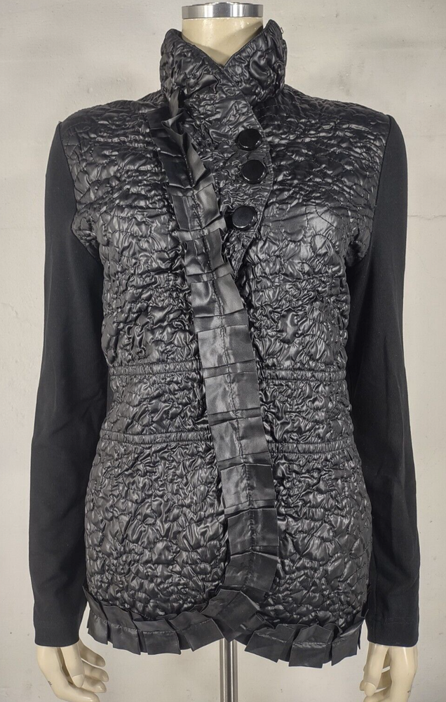 Joseph Ribkoff black textured stretchy button front jacket blouse ladies size 10