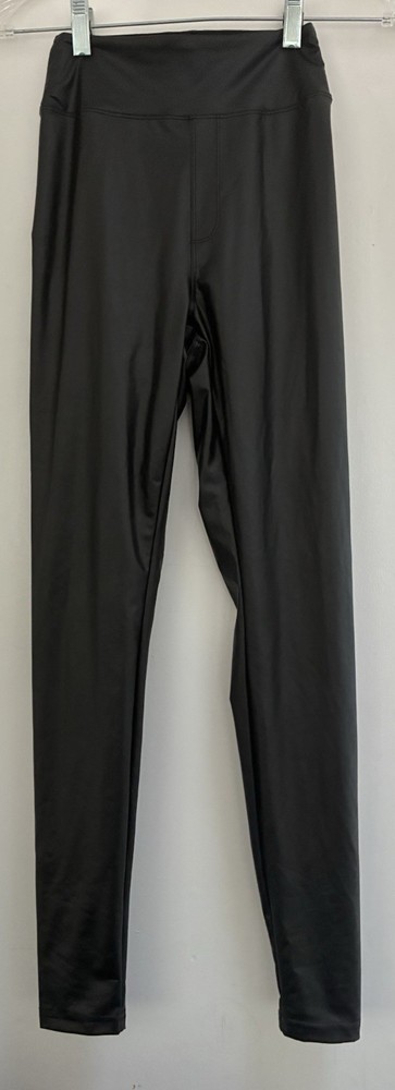 Offline Aerie Women's Solid Black Soft Faux Leather Stretch Hi-Rise Leggings S