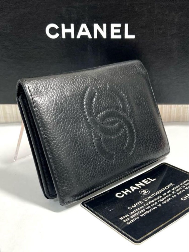 Chanel Black Caviar Leather Coco Mark Card Case Pre-Owned