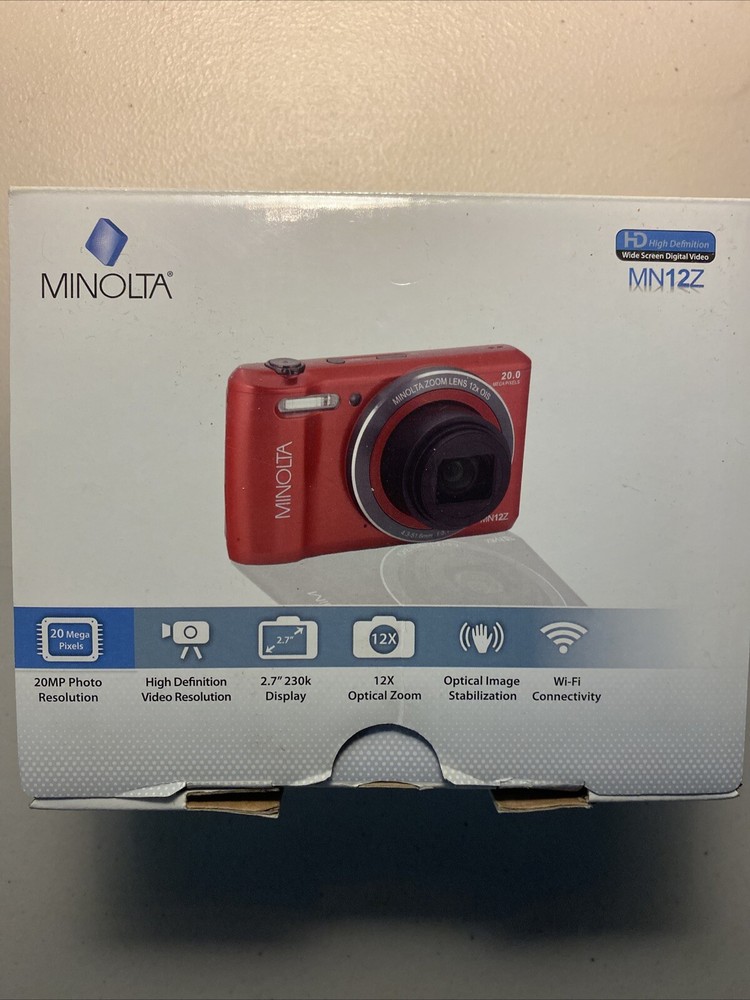 Minolta Digital Camera MN12Z Red Open Box - Charger Included No Battery