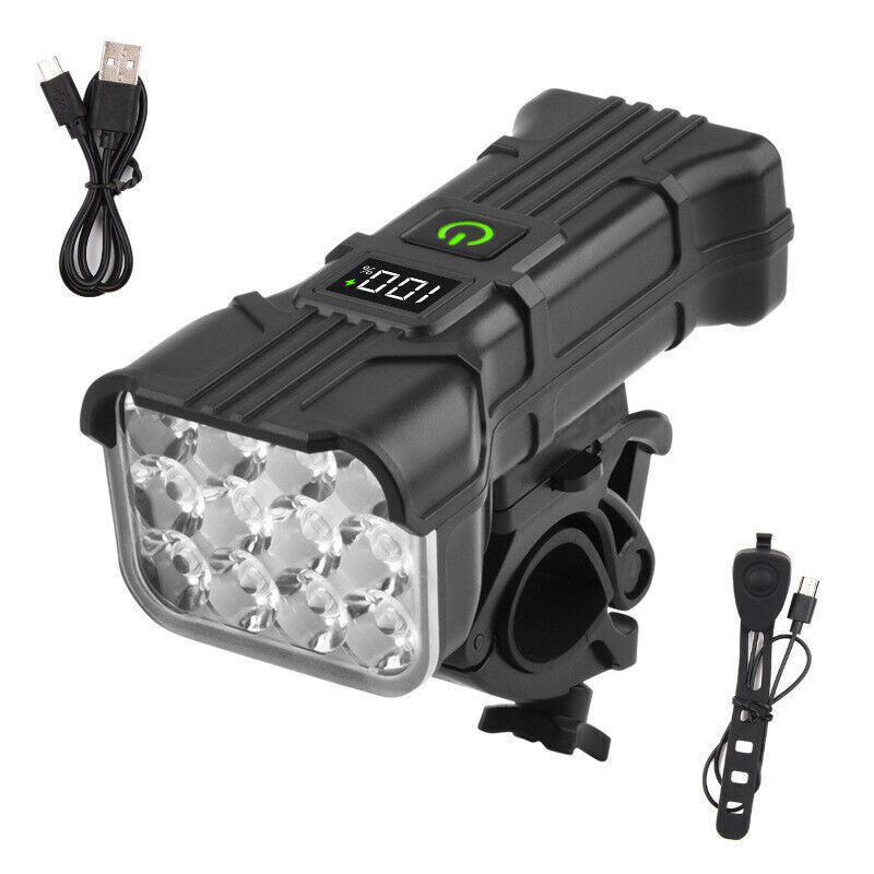 Bright 1800mAh Waterproof Rechargeable Bike Light Set Front & Rear Super Beam