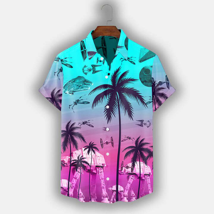 Spaceship Hawaiian Men’s Shirt US Size Summer Style New Design