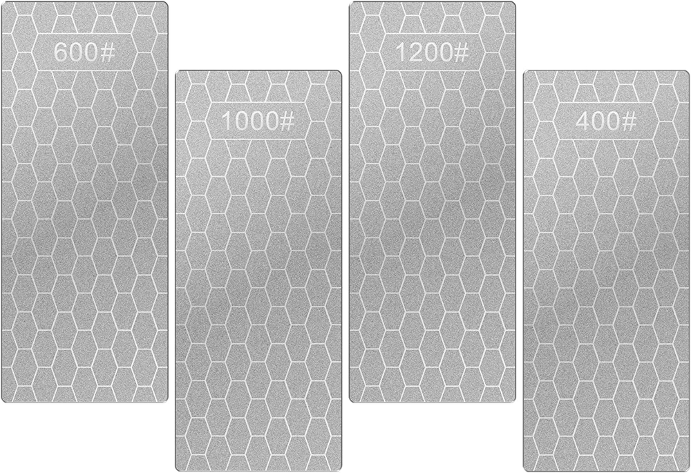 4 Piece Diamond Sharpening Stone Set, Honeycomb Surface Whetstone Non-Slip Base
