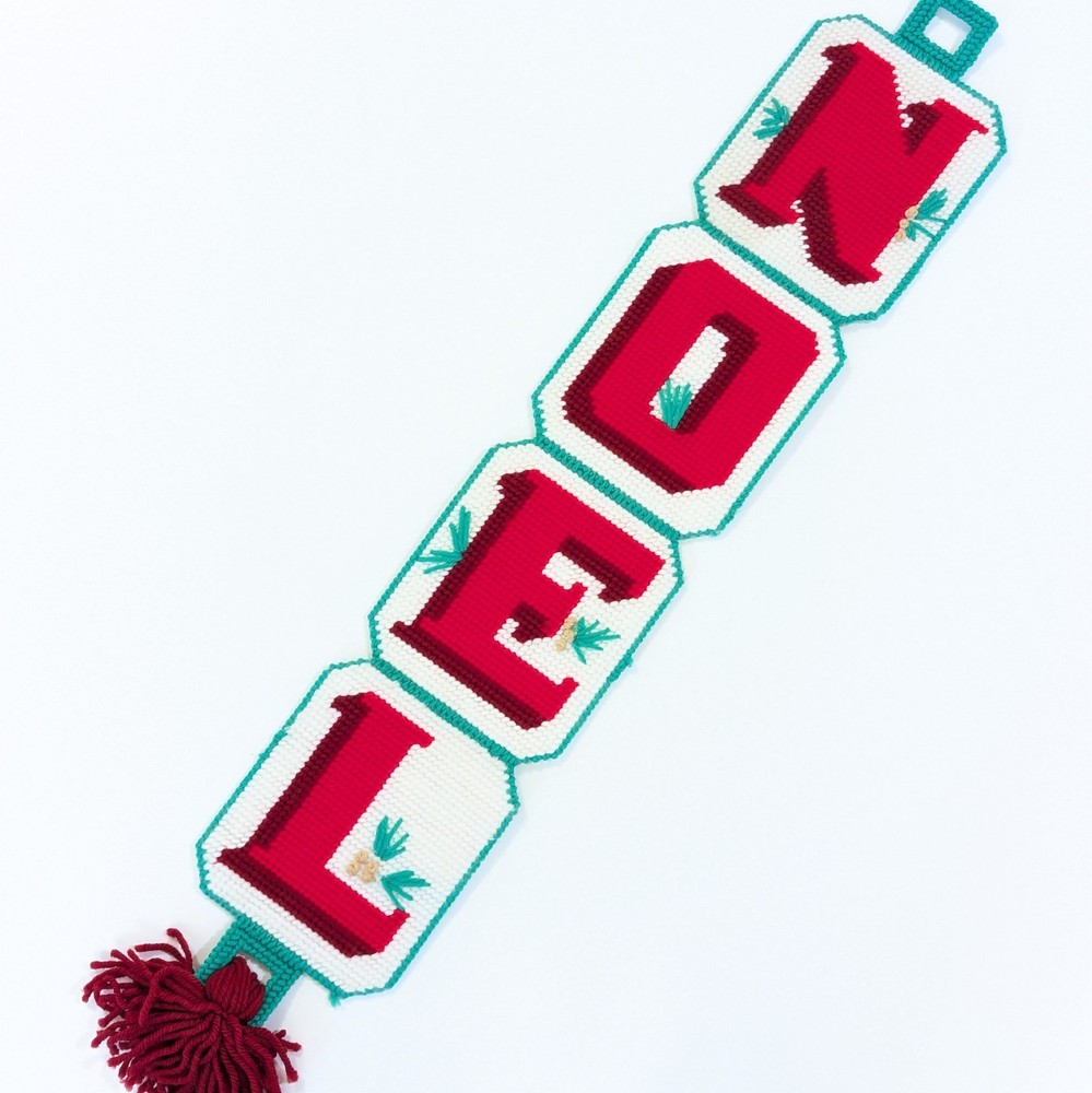 Vtg Handmade Needlepoint Plastic Canvas NOEL Wall Hanging Christmas Decor 30