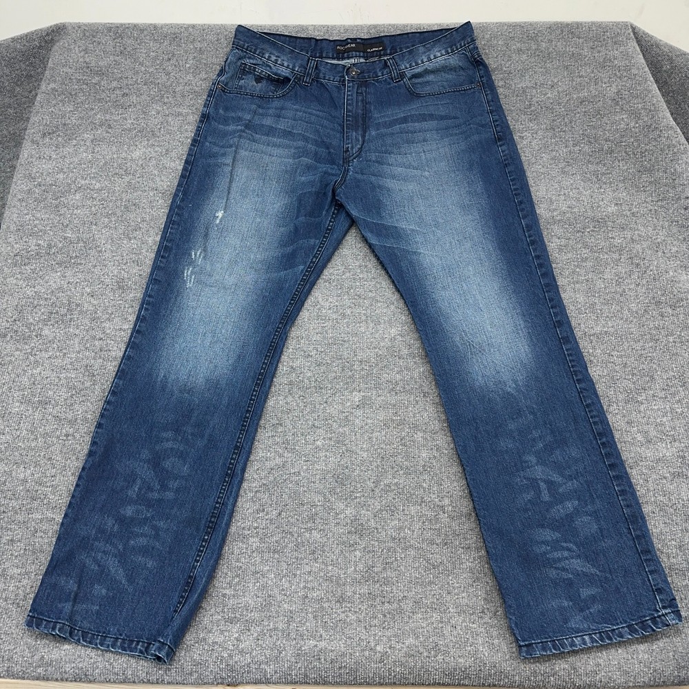 Vintage Rocawear Y2K distressed blue denim skater jeans men 40x34 baggy hip hop