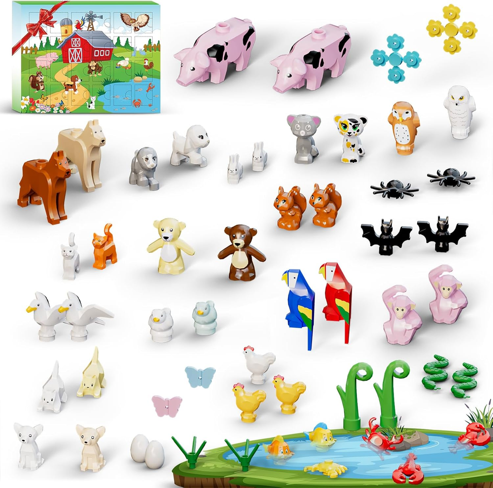 Animals Building Blocks Set Toys, Advent Calendar 2024 Christmas, Open the Packa