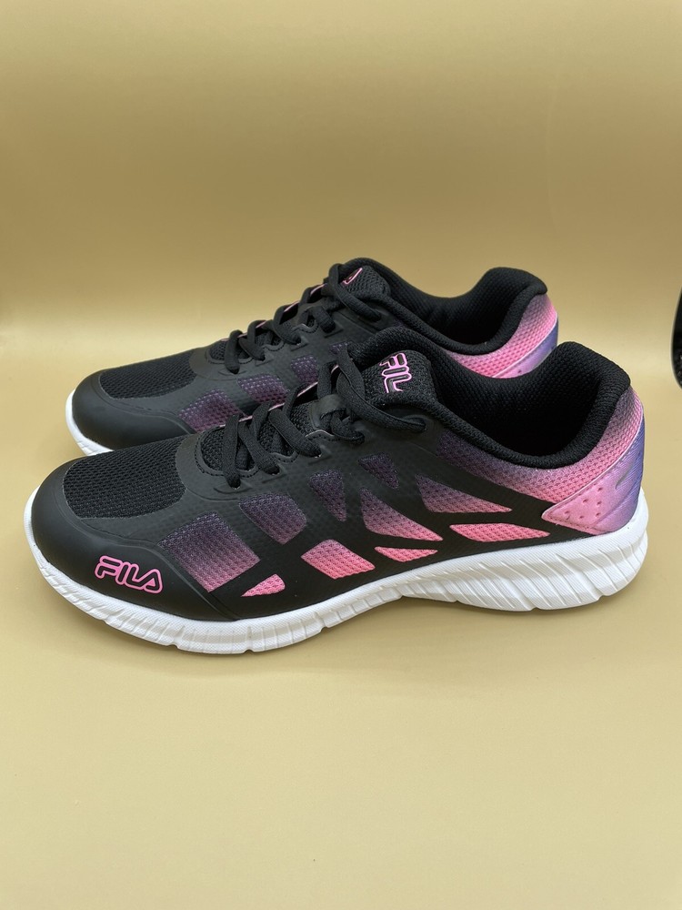SIZE 6.5 Kids Fila Super stride 2 Running Shoes Pink/Black Unisex Sneakers New
