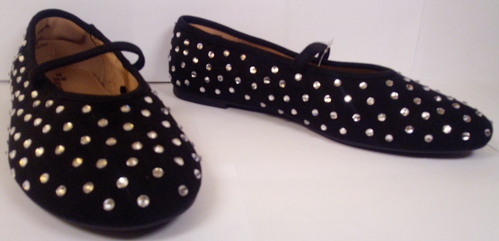 NWT No Boundaries Women's Ballet Flats Stud Mary Jane Black Size 8