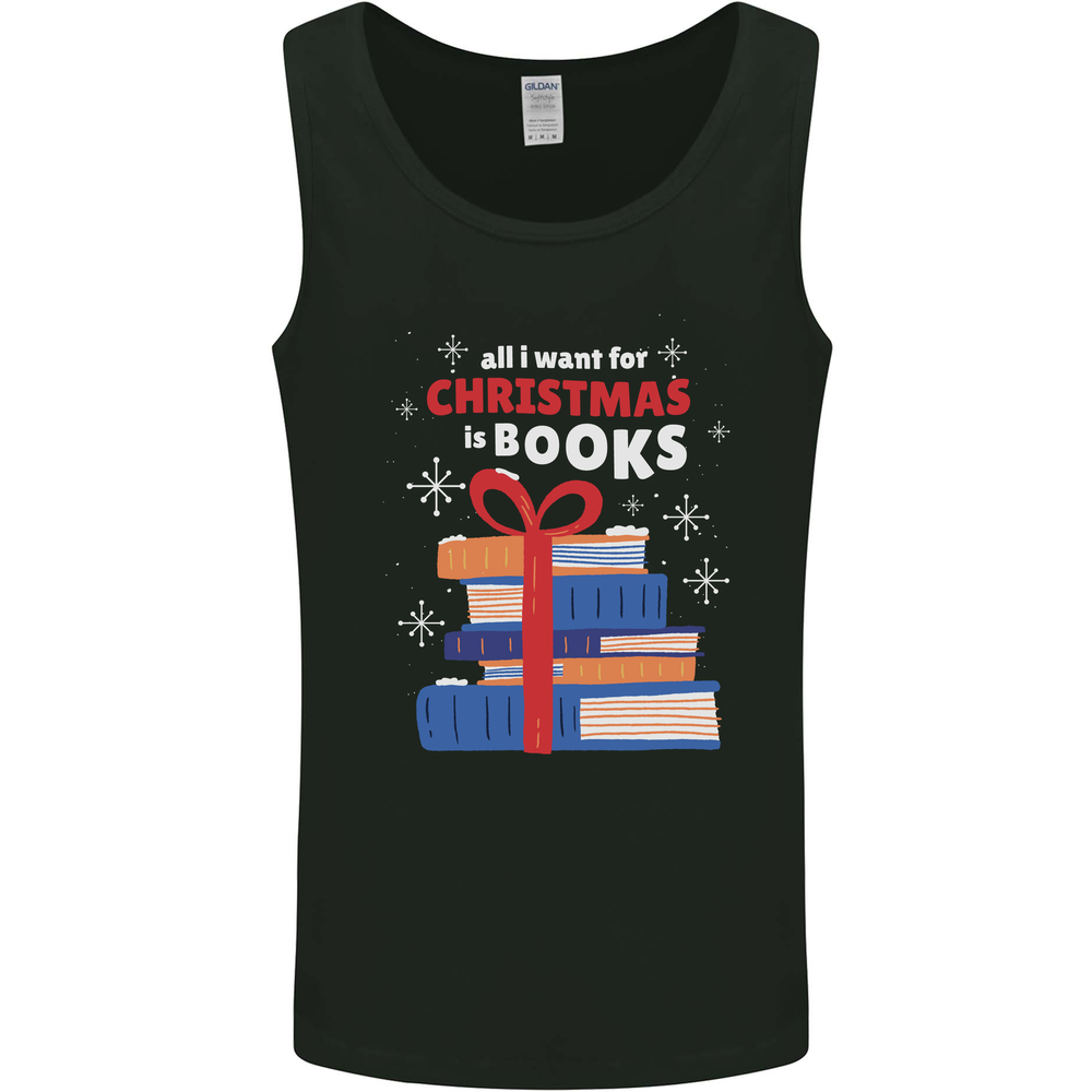 Christmas Books Funny Xmas Reading Bookworm Mens Vest Tank Top