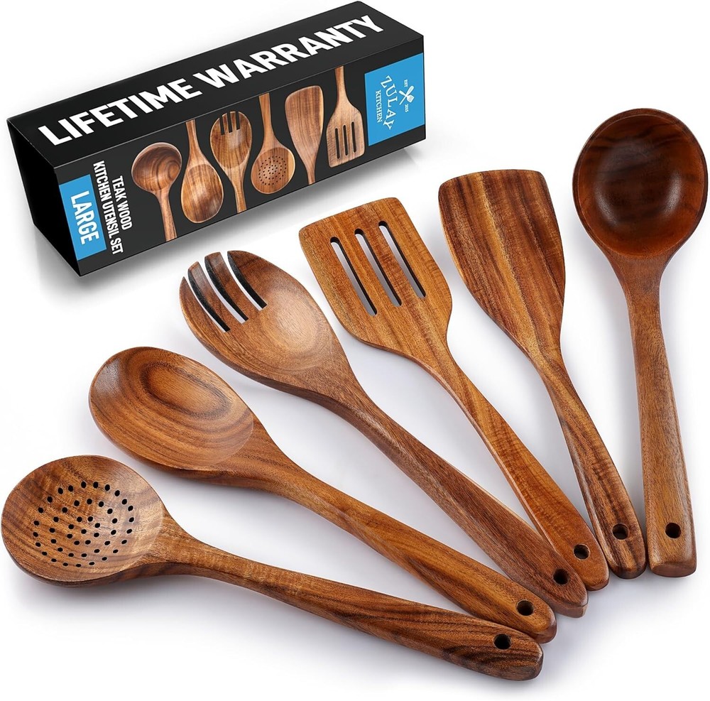 Durable Scratch-Free 6-Piece Teak Utensils Set – Perfect Gift for Cooks