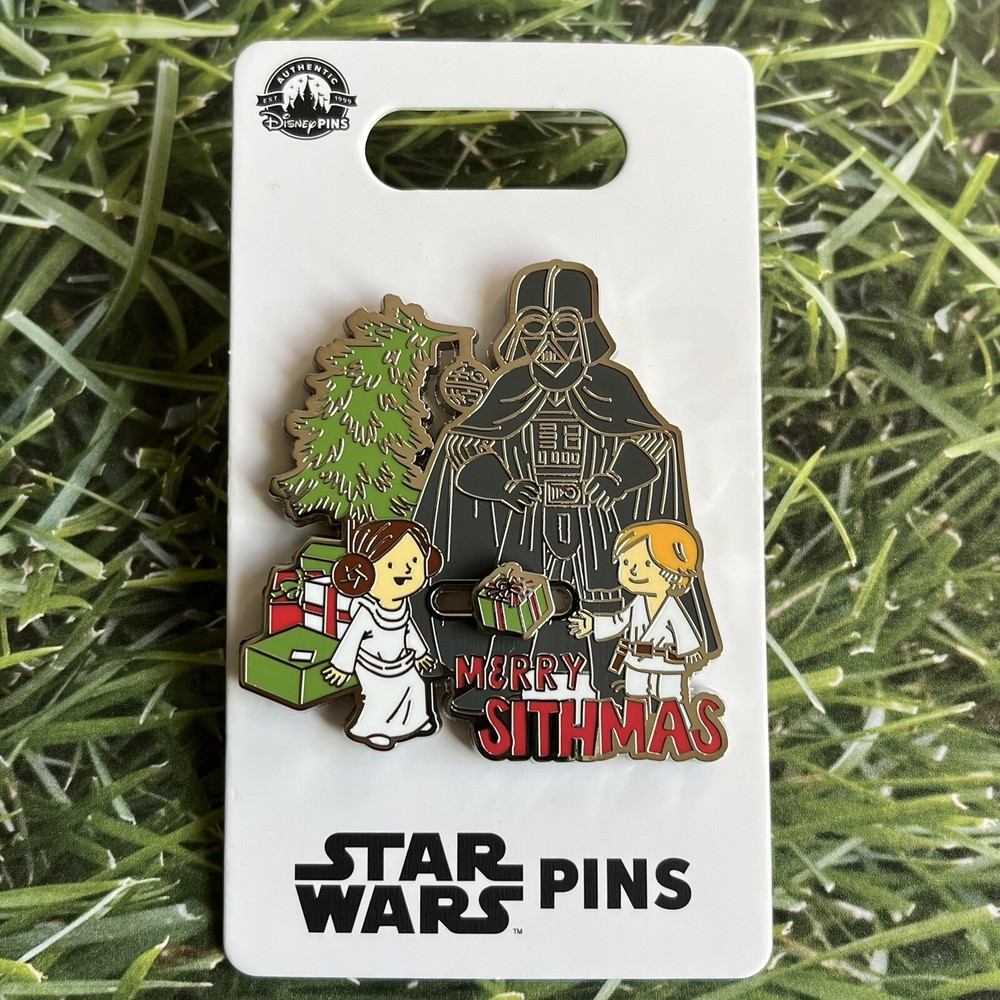 Disney Parks Star Wars Merry Sithmas Darth Vader Luke & Leia Sliding Gift Pin