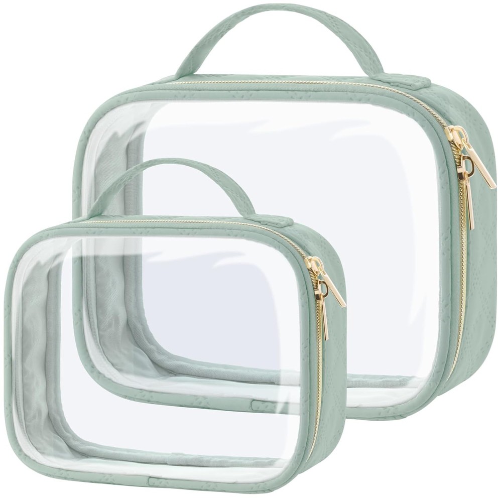 TSA Approved Clear Makeup Bags 2-Pack Laurel Green by PACKISM
