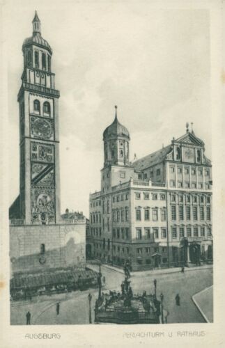 Postcard Augsburg Perlachturm City Hall (No.9185)