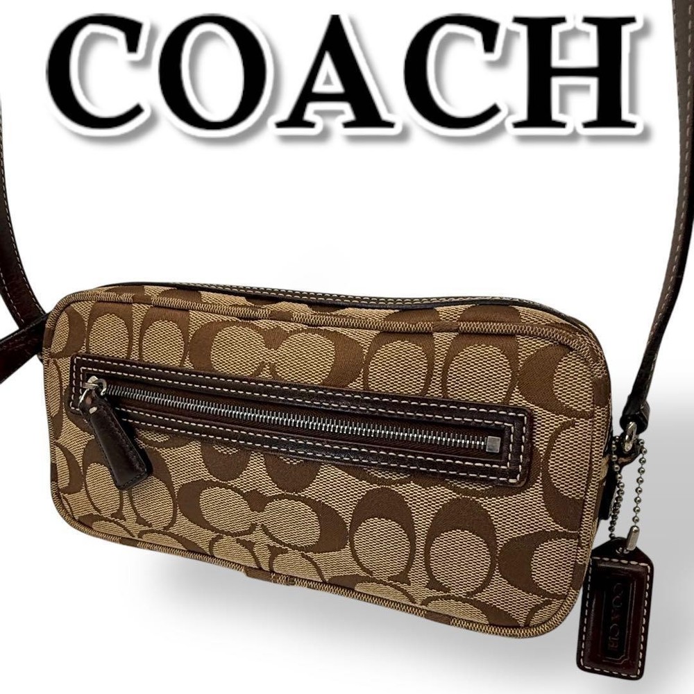 Coach Mini Brown Canvas Crossbody Bag Authentic Shoulder Purse