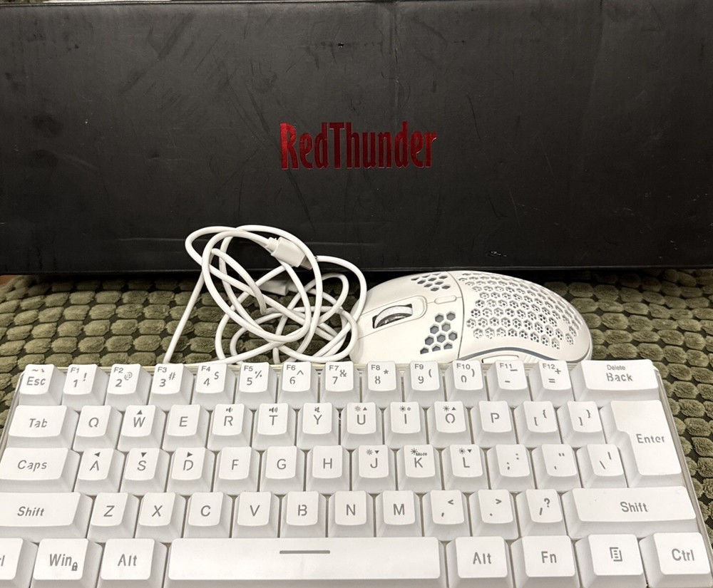 Redthunder 60% RGB Gaming Keyboard and Mouse Combo with 61 Keys in White