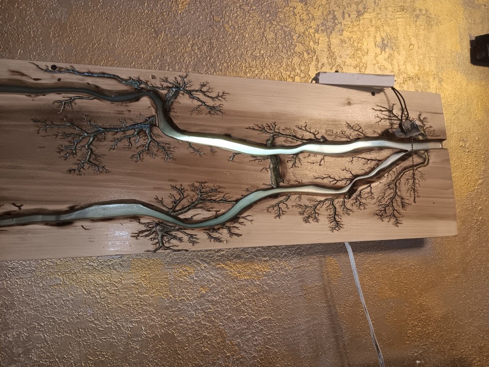 Epoxy River Board Wall Art with Wood and Resin Design  