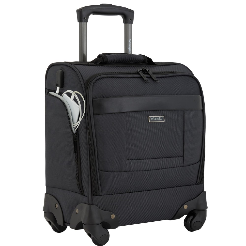 17-Inch Charcoal Underseat Carry-On with USB Port & 4-Wheel Spinner