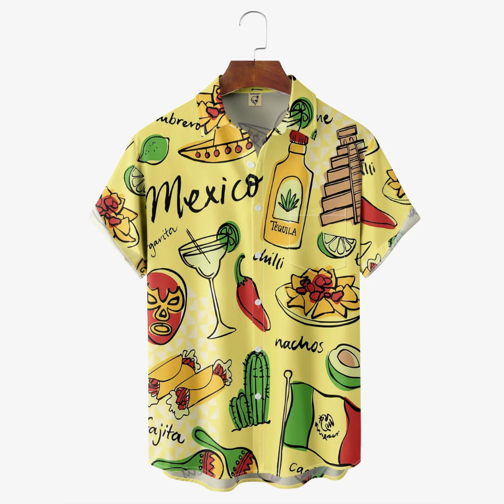 Mexican Tacos Tequila And Chilli Pattern   Hawaiian Shirt