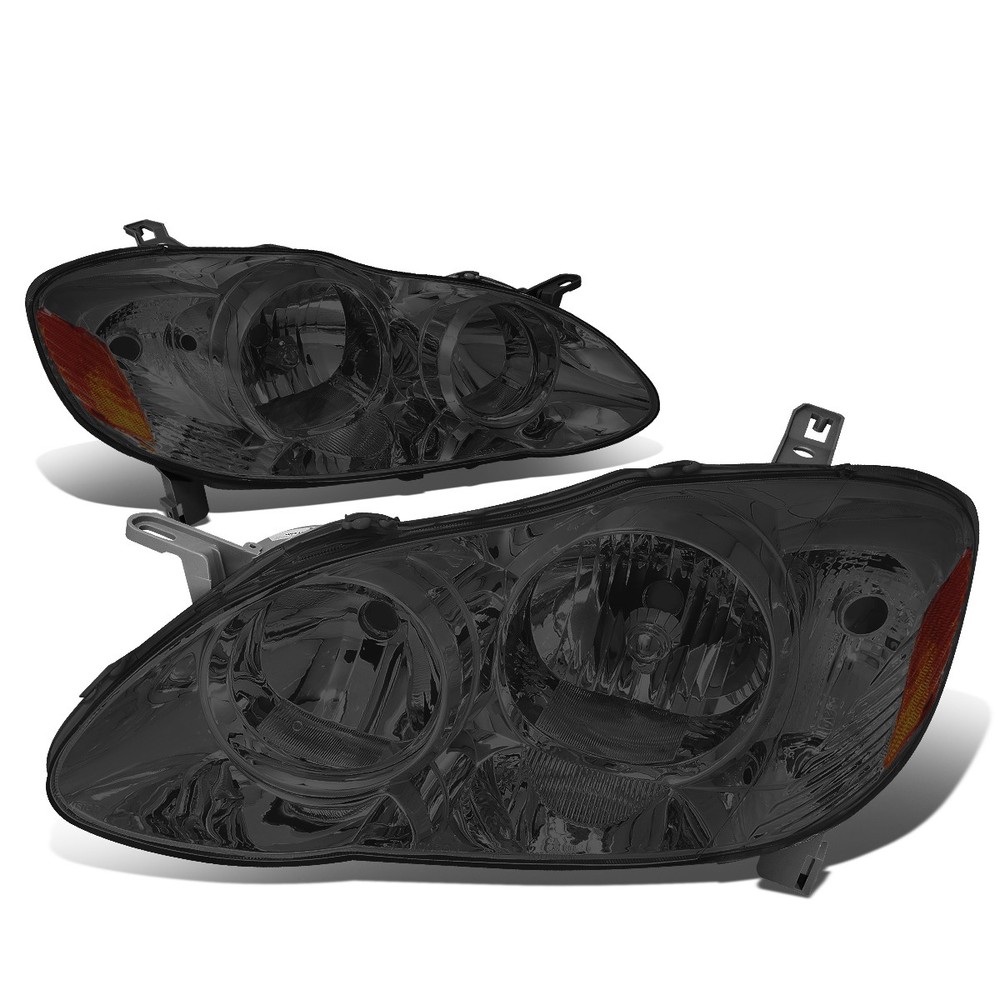 2003-2008 Toyota Corolla Smoked Amber Side Headlight Lamp Pair  