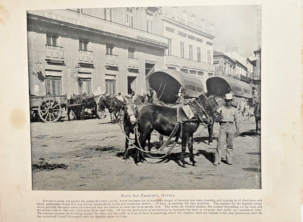 1898 Vintage Illustration Plaza San Francisco Havana Cuba