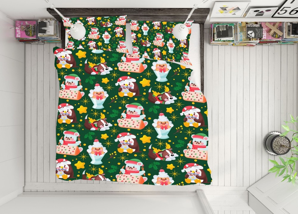 3D Christmas Xmas A1246 Bed Pillowcases Quilt Duvet Cover Set Queen King Amy
