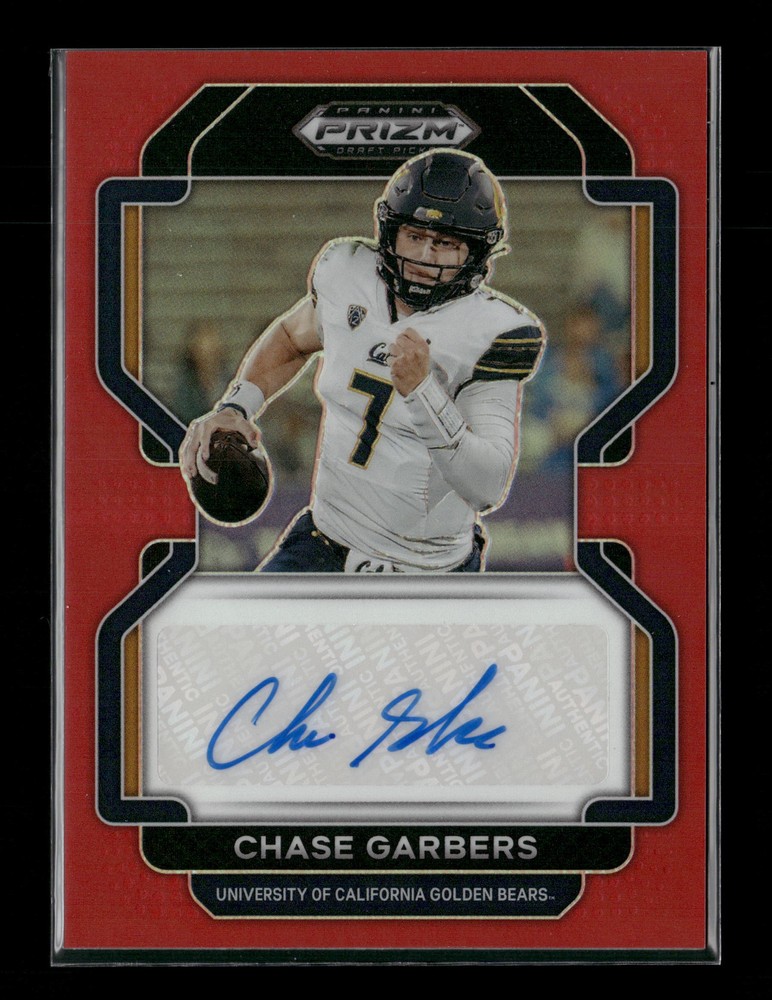 2023 Panini Prizm Draft Picks #RA-CGA Chase Garbers Autographs Red SN,AU