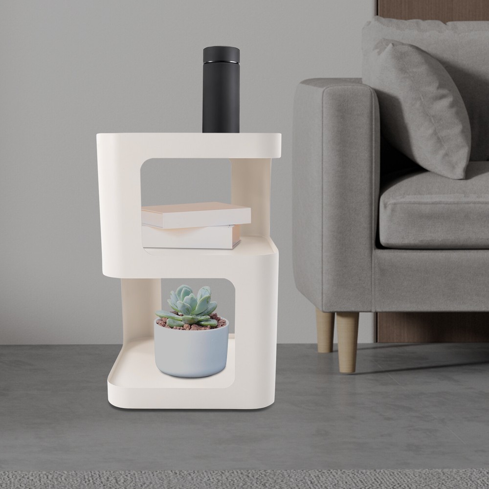 3-Tier Modern Side Table with Storage - White Coffee or Bedside Organizer