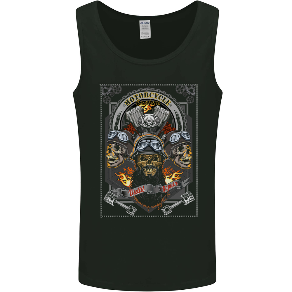 Custom Motorcycle Biker Motorbike Skulls Mens Vest Tank Top
