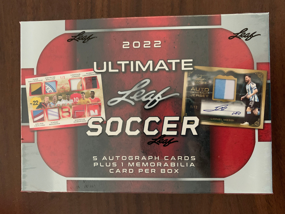 2022 Leaf Ultimate Soccer Factory Sealed 5 Auto 1 Memorabilia Per Hobby Box